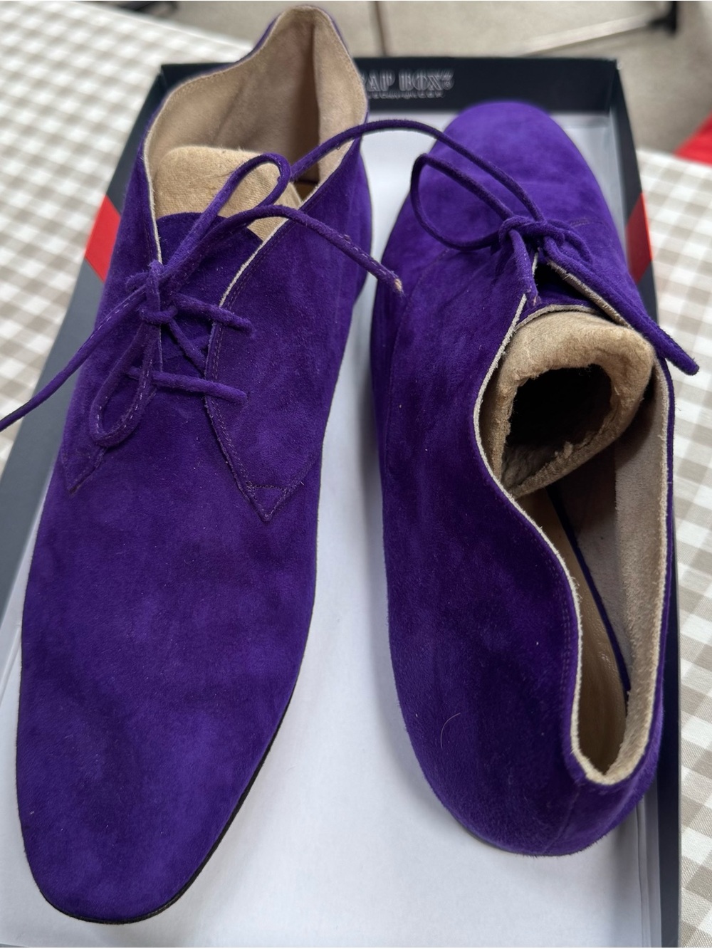 NWOB Gucci Purple Suede Lace-Up Ankle Booties HORSE SHOES 40.5/8.5